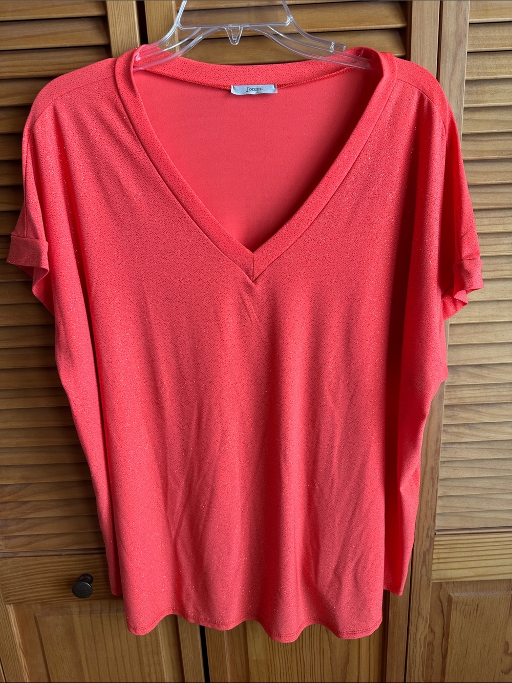 JODIFL V-Neck Sparkle Top - HOT ORANGE!!!